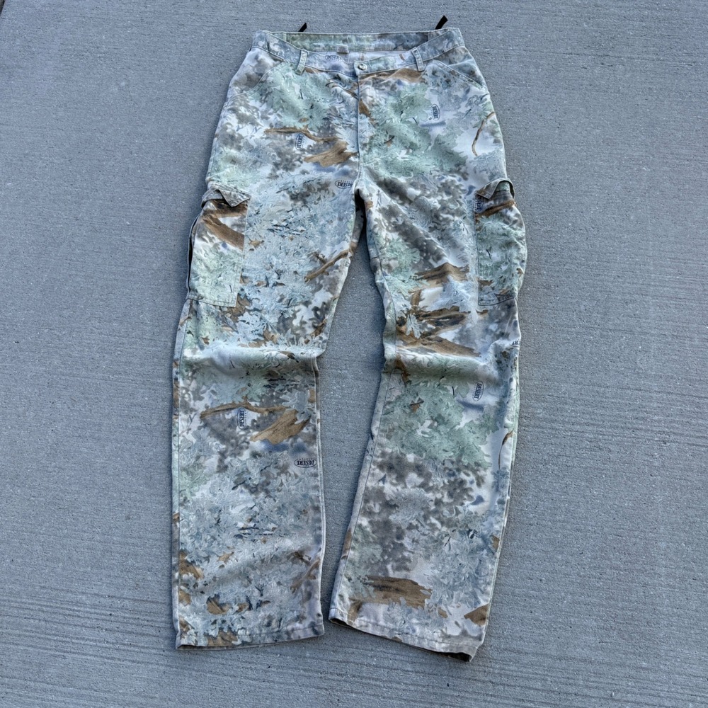 Vintage Desert Shadow Camo Cargo Pants Mens Green Tan Camouflage Hunting Trouser